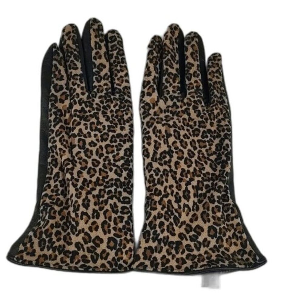 Leather Blend Animal Print Gloves EUC Echo Size Small Y2k - Picture 4 of 10
